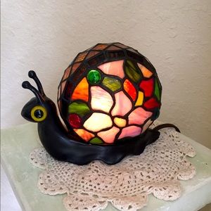 Tiffany Style Glass Snail Table Lamp Night Light